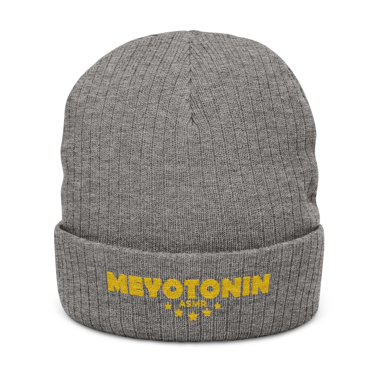 Ribbed Knit Beanie with "MEYOTONIN" Embroidery